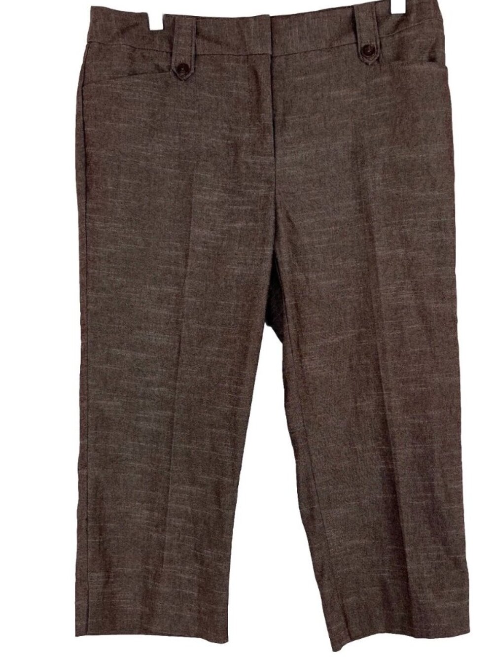 LADIES SIZE 16 COUNTERPARTS BROWN TONE CAPRI PANTS FRONT POCKETS BELT LOOPS
